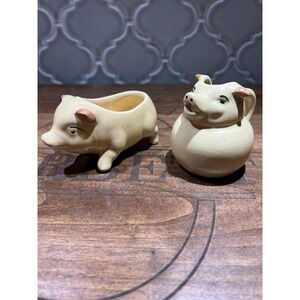 Vintage ceramic pigs small sugar bowl and creamer set‎ super cute retro look